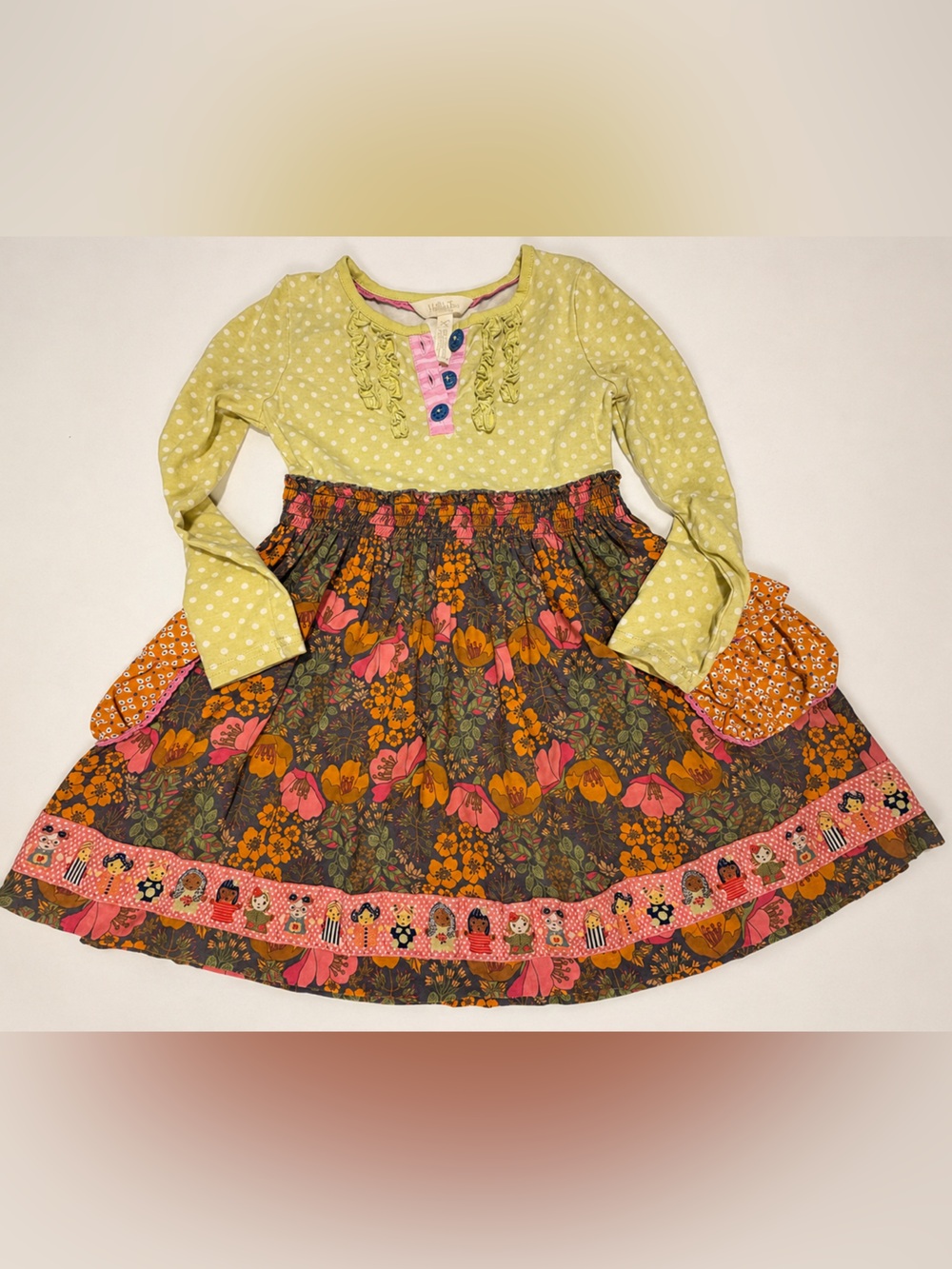 Matilda Jane Girls' Floral Long-Sleeve Mixed-Print Dress Sz 4t